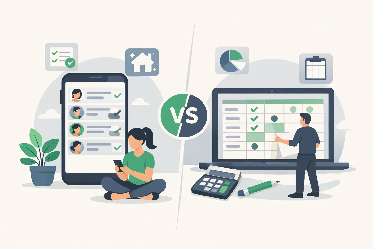 People comparing a chore app and spreadsheet for shared task tracking