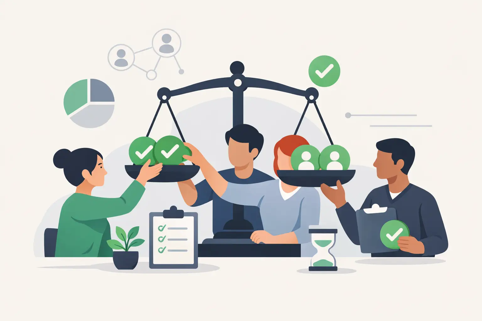 Team setting group responsibility rules for fairer shared work