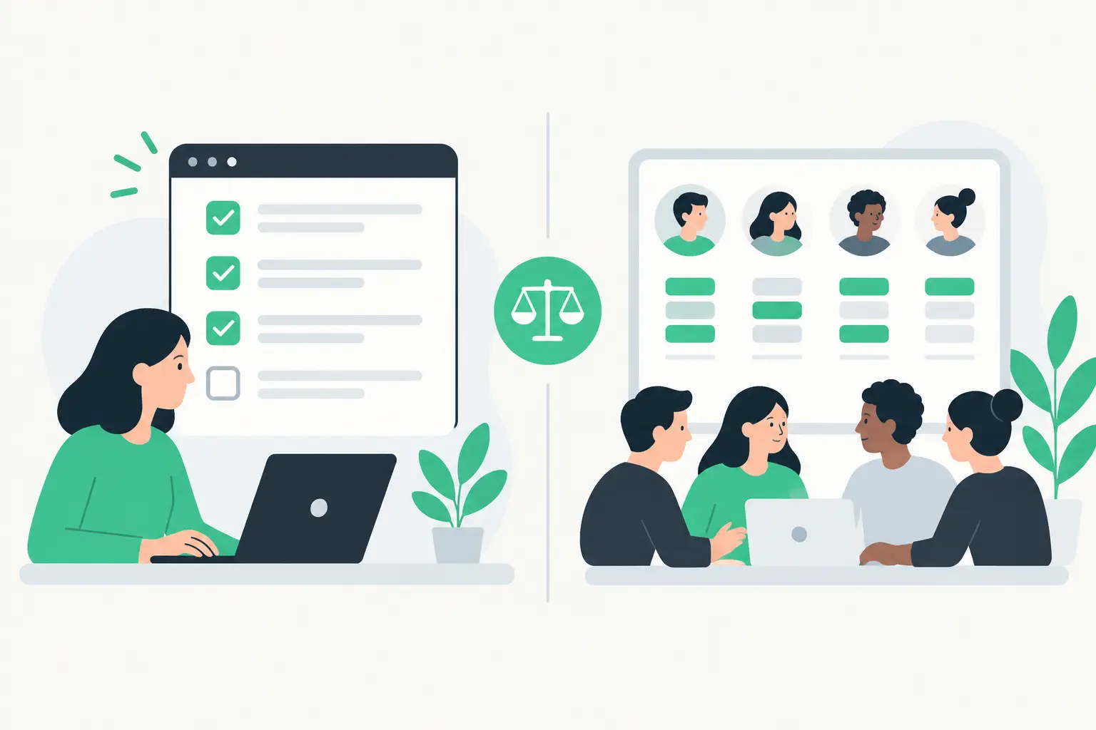 Manager comparing a to-do app and fairness software for shift work