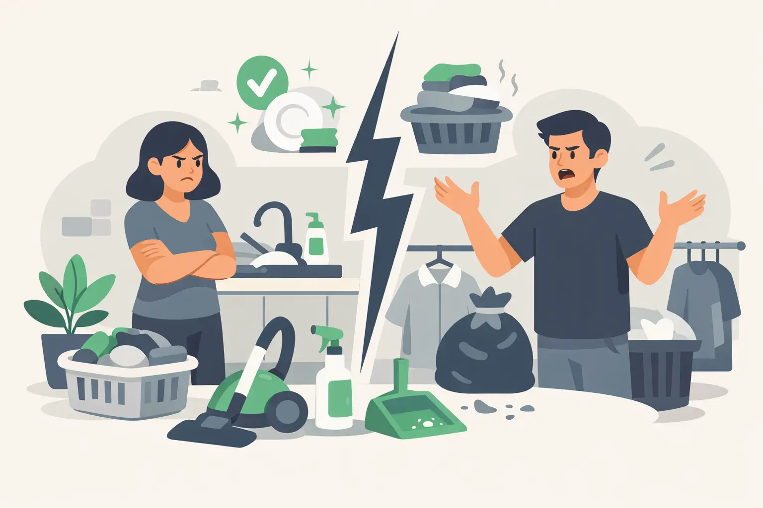 Roommates discussing why chores cause arguments in a shared home