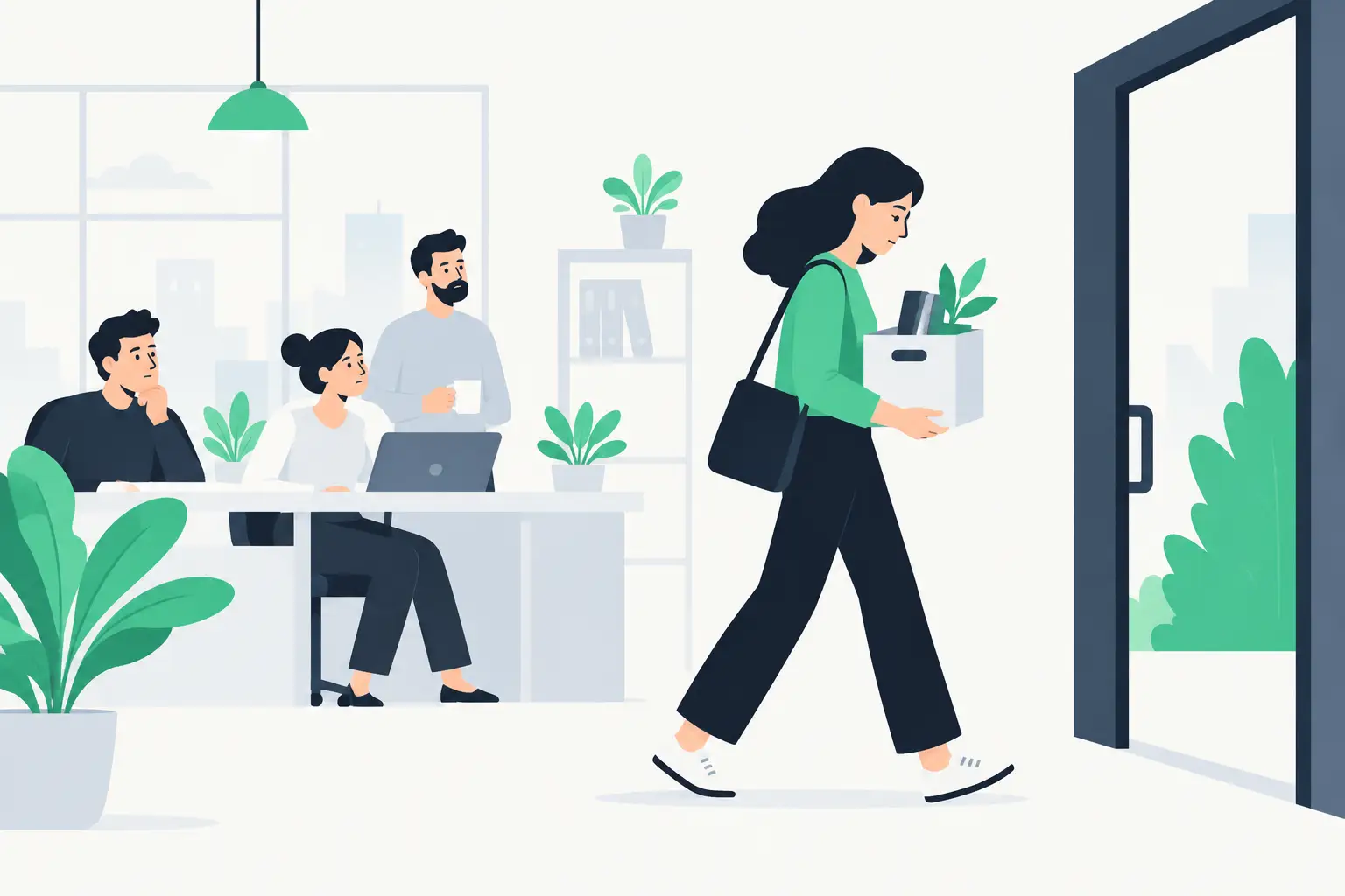 Shift team member looking overworked while colleagues leave on time